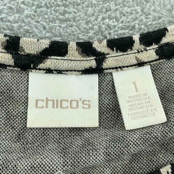 Chicos Leopard Print 3/4 Sleeve Tunic Top Size 1 (M) Polyester/Rayon 0478 - Picture 4 of 8